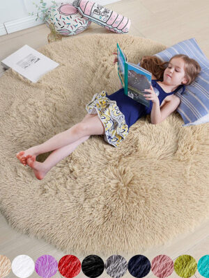 Thickened Fleece Round Carpet Household Solid Color